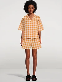 Camilla Organic Cotton Short Pajama Set Gingham Print