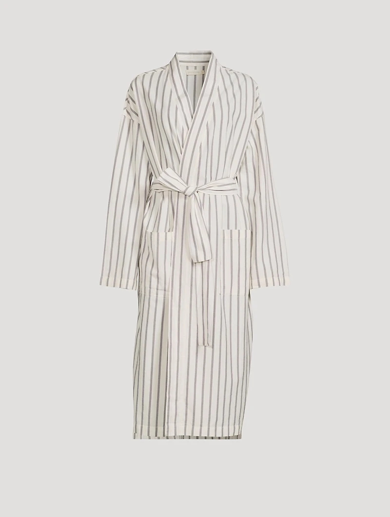 Everyone Organic Cotton And Linen Robe Stripe Print