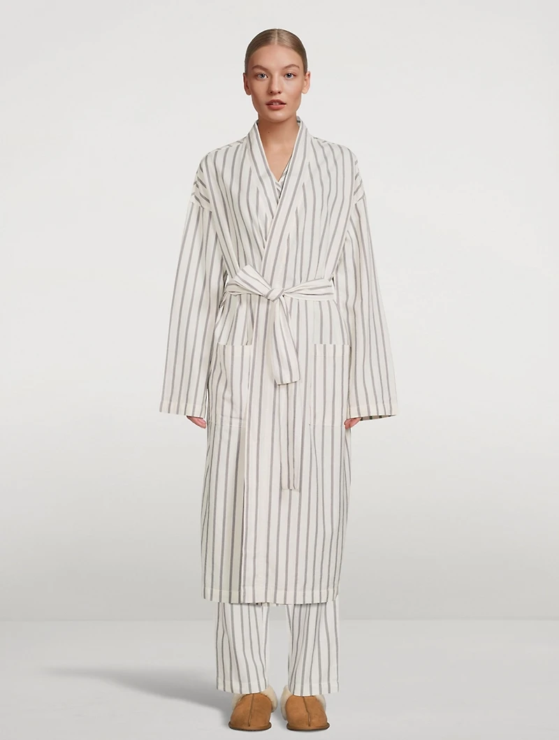 Everyone Organic Cotton And Linen Robe Stripe Print