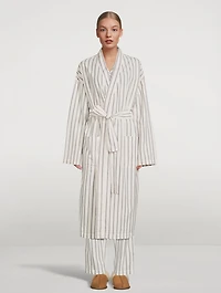 Everyone Organic Cotton And Linen Robe Stripe Print