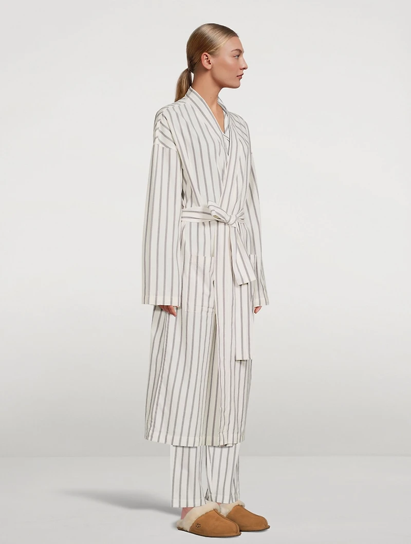 Everyone Organic Cotton And Linen Robe Stripe Print