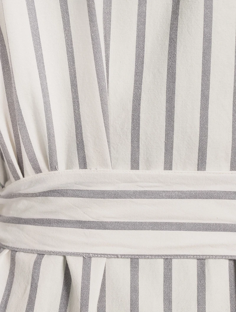Everyone Organic Cotton And Linen Robe Stripe Print