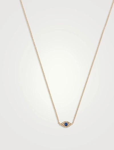 14K Gold Diamond Evil Eye Choker Necklace