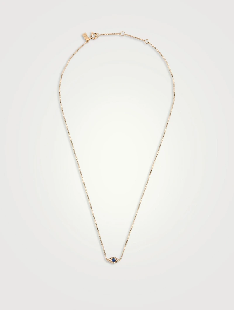 14K Gold Diamond Evil Eye Choker Necklace