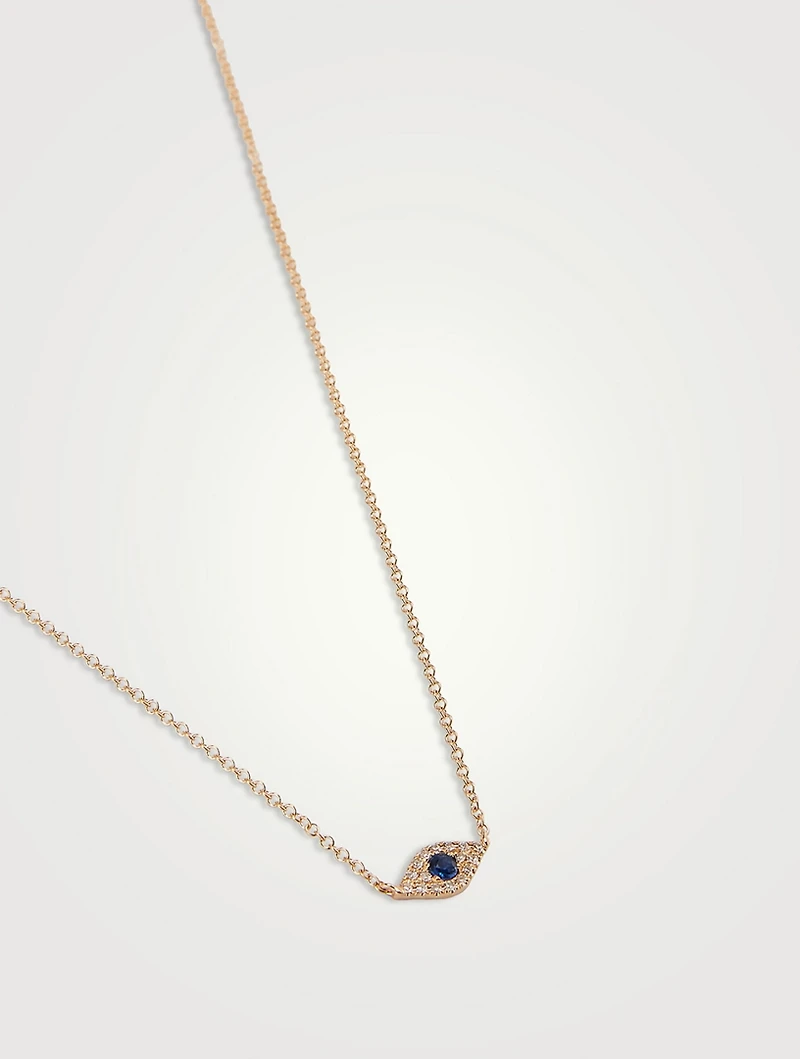 14K Gold Diamond Evil Eye Choker Necklace