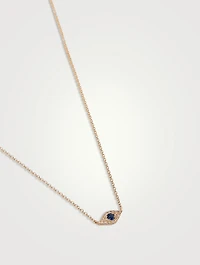 14K Gold Diamond Evil Eye Choker Necklace