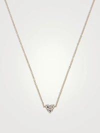 14K Gold Full Cut Diamond Heart Choker Necklace