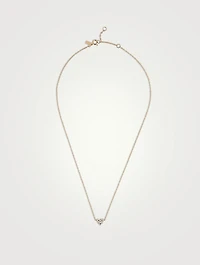 14K Gold Full Cut Diamond Heart Choker Necklace