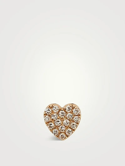 Baby 14K Gold Heart Stud Earring With Diamonds