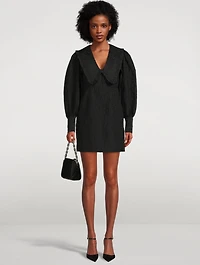Jacquard Organza Ruffle Collar Dress