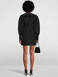 Jacquard Organza Ruffle Collar Dress