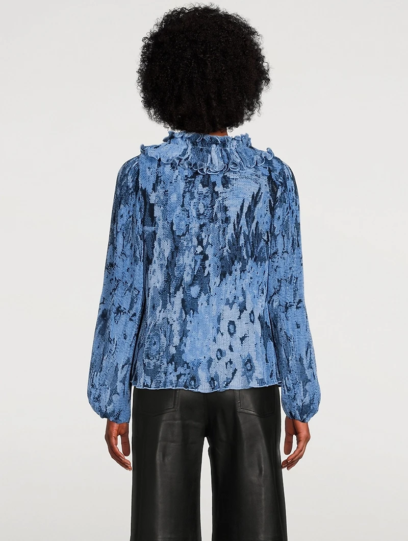 Pleated Georgette Ruffle Blouse
