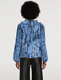 Pleated Georgette Ruffle Blouse