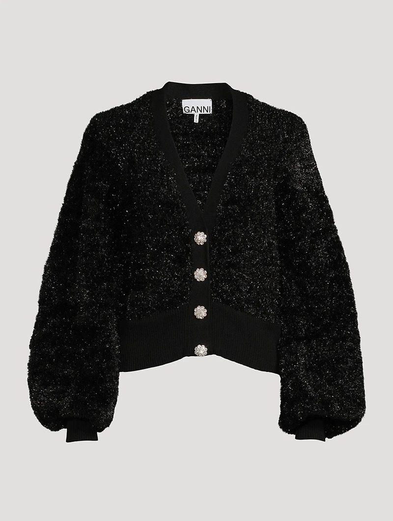 Sparkle Knit Cardigan With Crystal Buttons