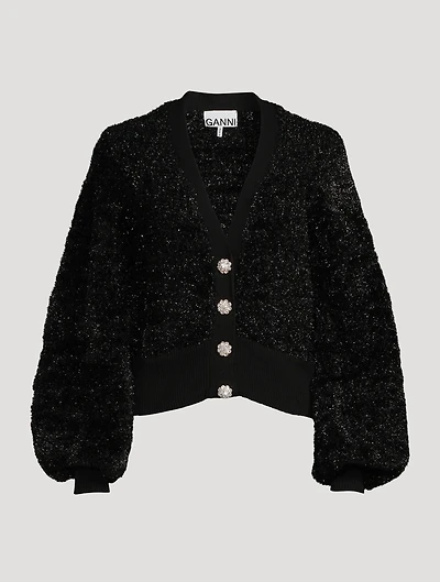 Sparkle Knit Cardigan With Crystal Buttons