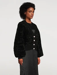 Sparkle Knit Cardigan With Crystal Buttons