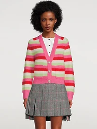 Striped Soft Knit Cardigan With Crystal Buttons