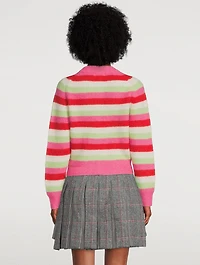 Striped Soft Knit Cardigan With Crystal Buttons