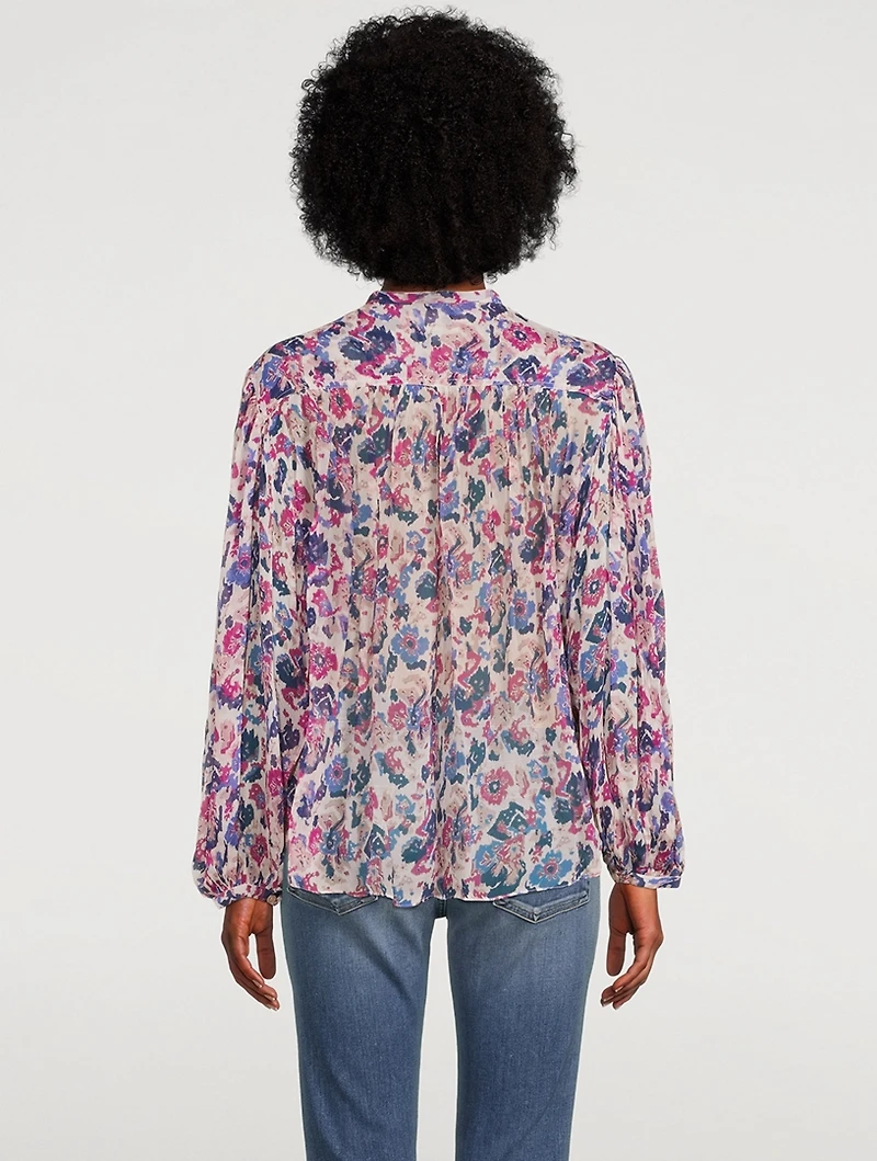 Kiledia Puff-Sleeve Blouse Floral Print