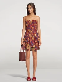 Anka Smocked Printed Mini Dress