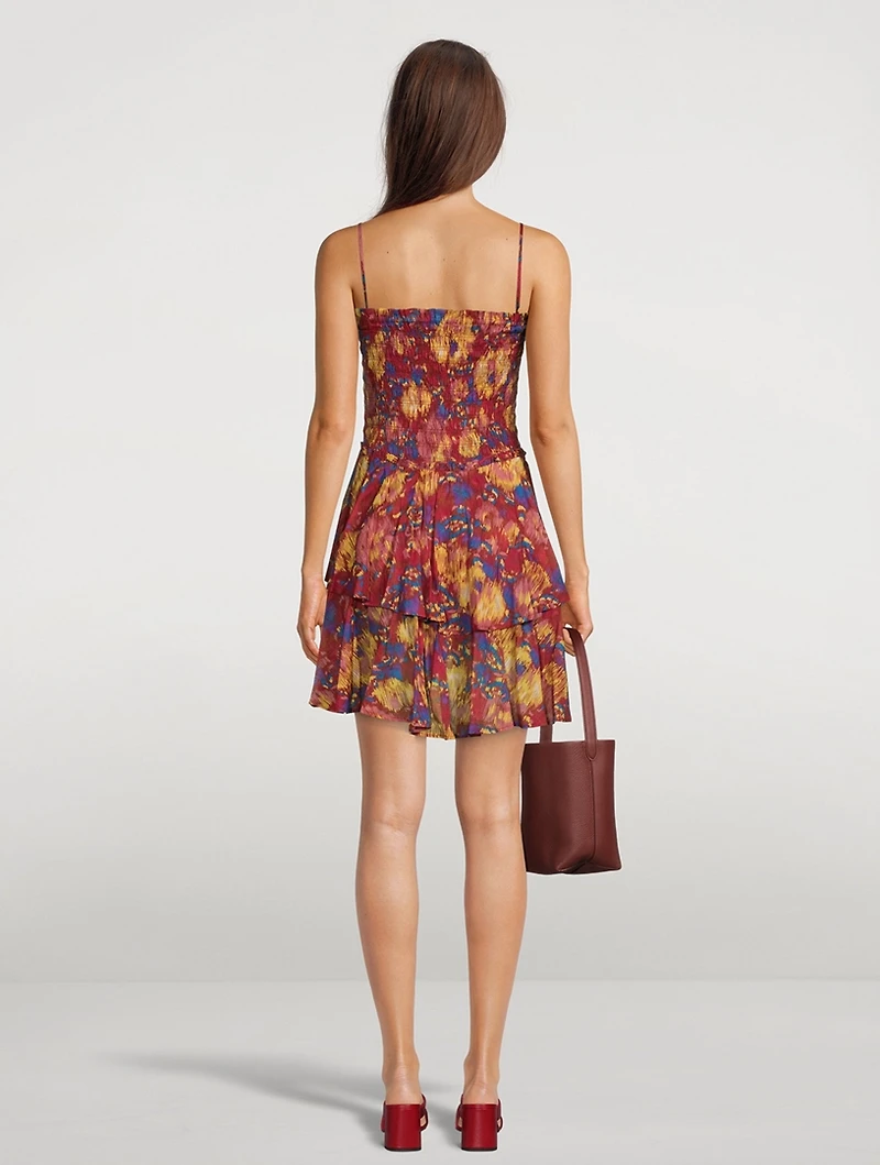 Anka Smocked Printed Mini Dress