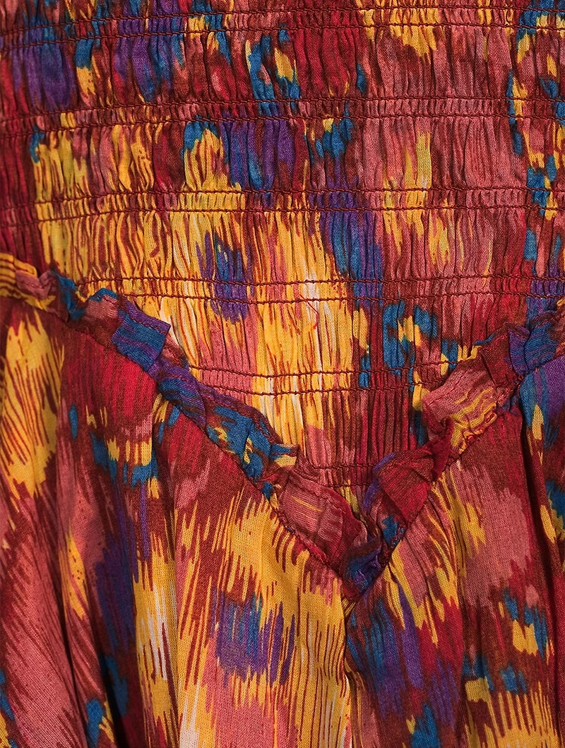 Anka Smocked Printed Mini Dress