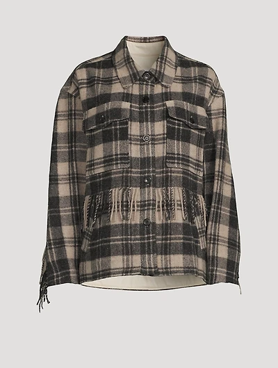 Filora Plaid Fringe Shirt Jacket