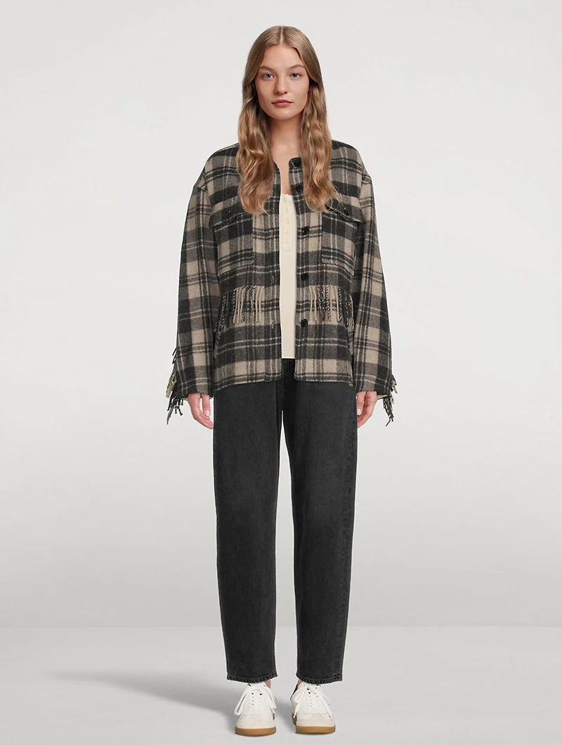 Filora Plaid Fringe Shirt Jacket