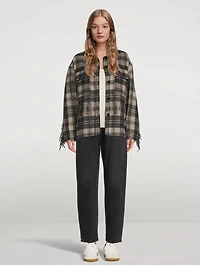 Filora Plaid Fringe Shirt Jacket