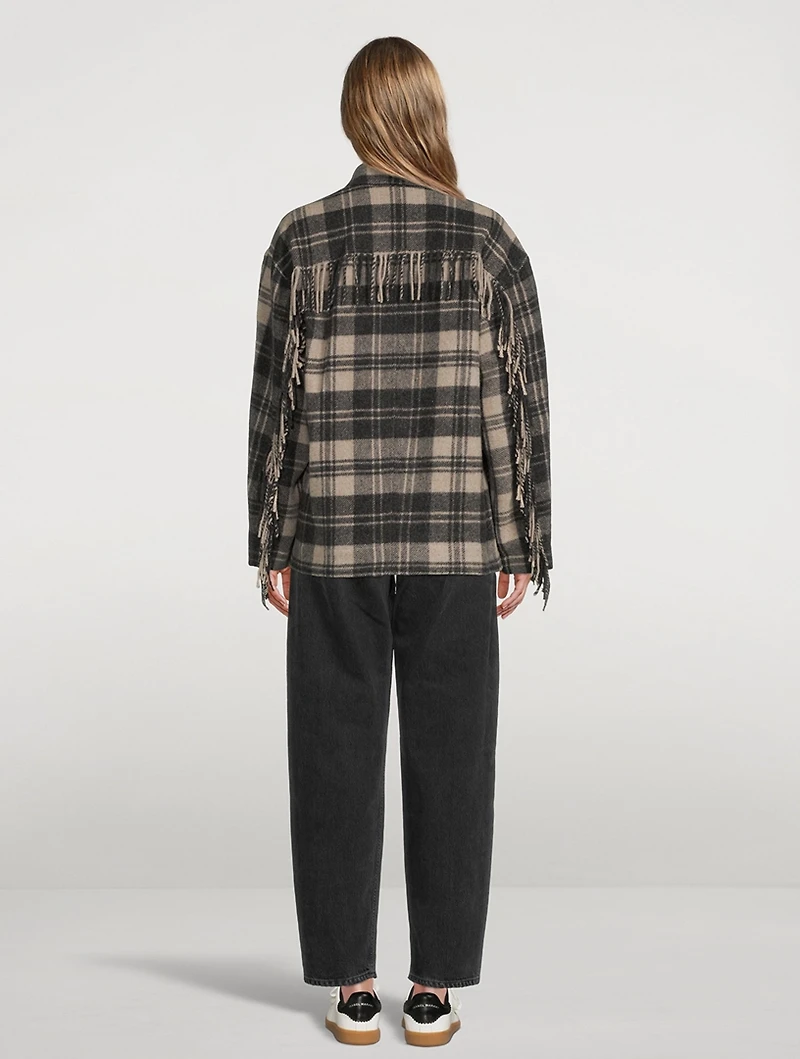 Filora Plaid Fringe Shirt Jacket