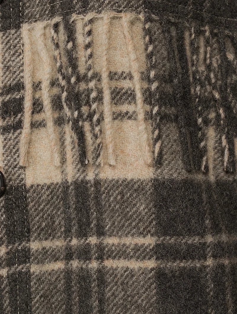 Filora Plaid Fringe Shirt Jacket
