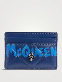 Graffiti Quilted Leather Card Holder