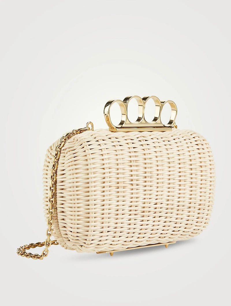 Four-Ring Woven Straw Clutch