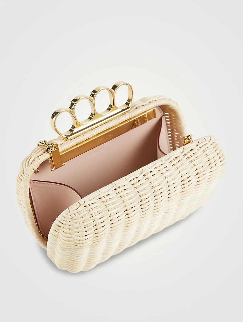 Four-Ring Woven Straw Clutch
