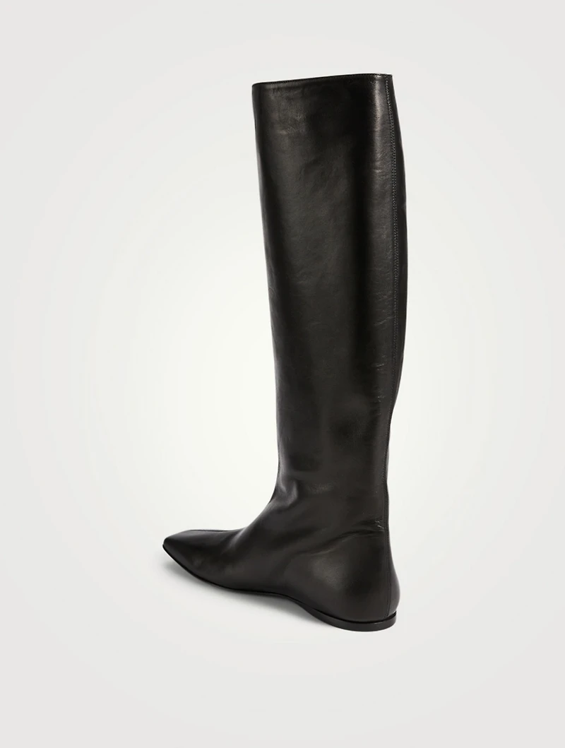 Quad Knee-High Leather Slouch Boots