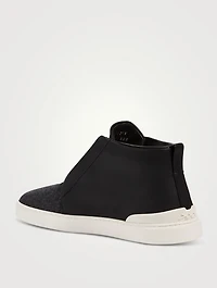 Triple Stitch Rubberized Leather And Flannel Sneakers