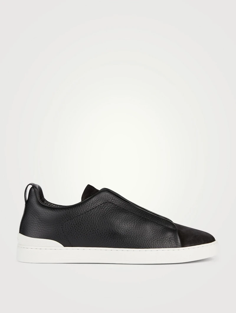 Triple Stitch Leather And Suede Sneakers