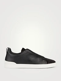 Triple Stitch Leather And Suede Sneakers