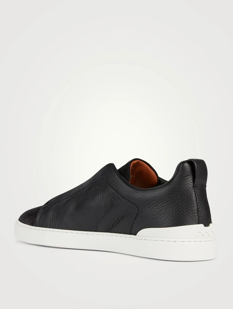Triple Stitch Leather And Suede Sneakers