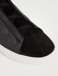 Triple Stitch Leather And Suede Sneakers