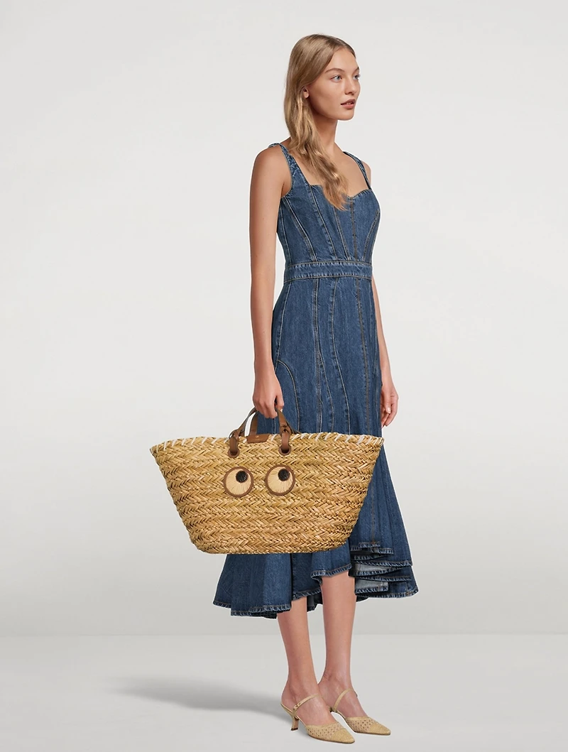 Large Paper Eyes Basket Tote Bag