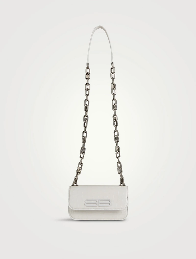XS Gossip Croc-Embossed Leather Chain Bag