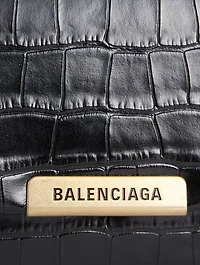Small Triplet Croc-Embossed Leather Shoulder Bag