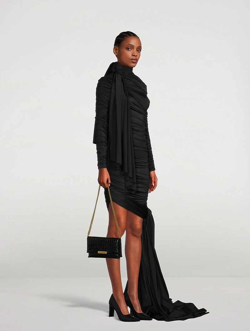 Small Triplet Croc-Embossed Leather Shoulder Bag