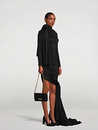 Small Triplet Croc-Embossed Leather Shoulder Bag