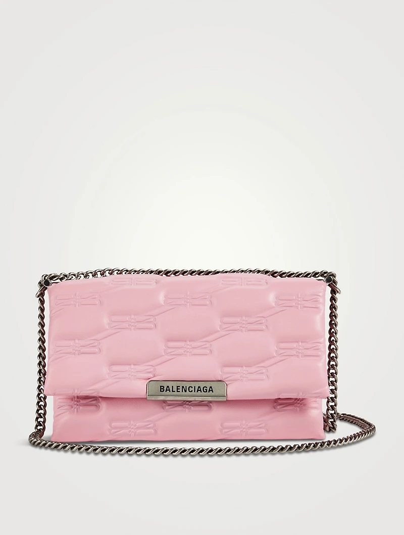 Small Triplet Croc-Embossed Leather Shoulder Bag