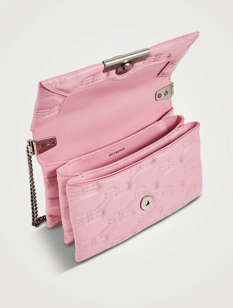 Small Triplet Croc-Embossed Leather Shoulder Bag