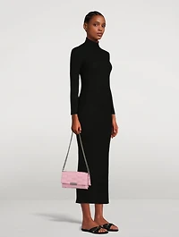 Small Triplet Croc-Embossed Leather Shoulder Bag