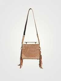 B-Buzz 23 Suede Top Handle Bag With Fringe