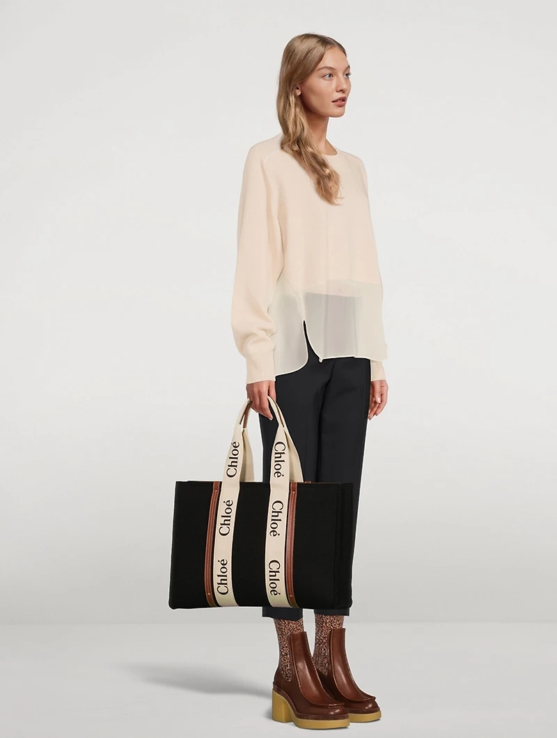 Large Woody Wool Tote Bag